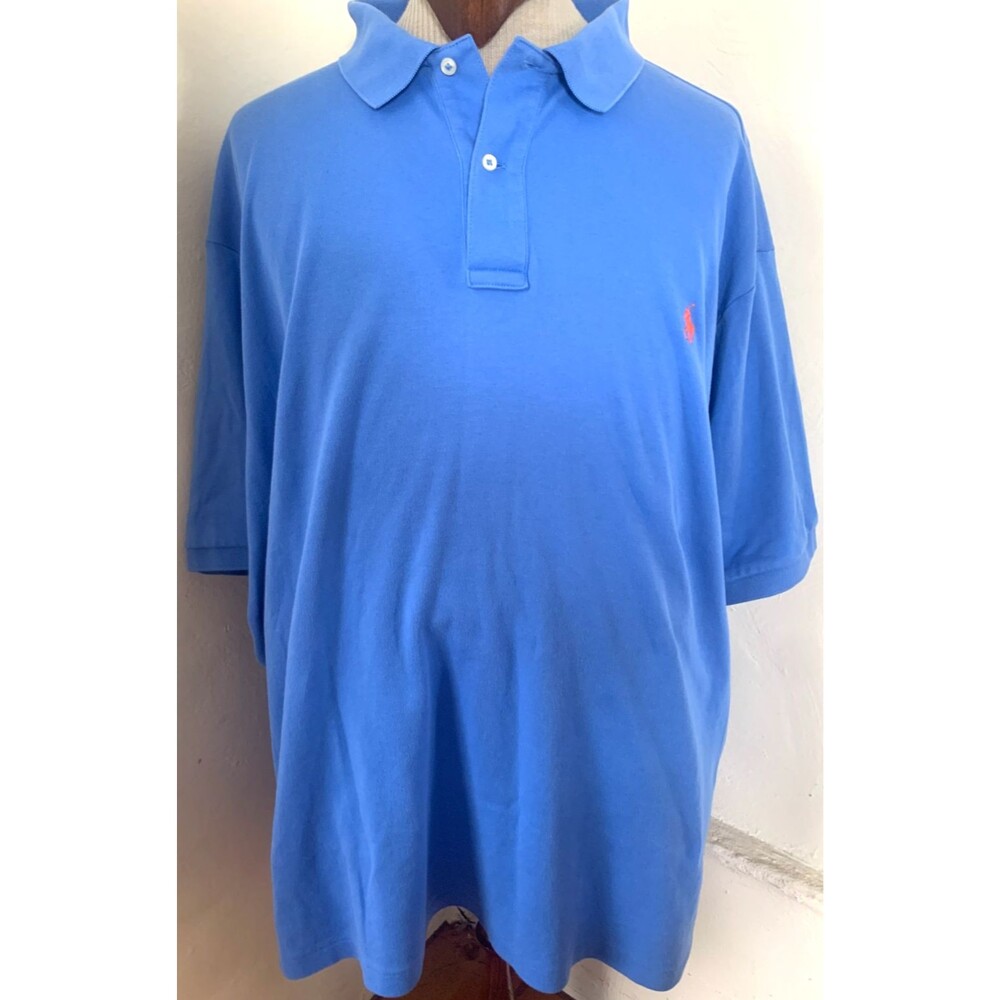 Polo Ralph Lauren Polo Shirt Mens Big 4XB 4G Blue Embroidered Pony 100% Cotton